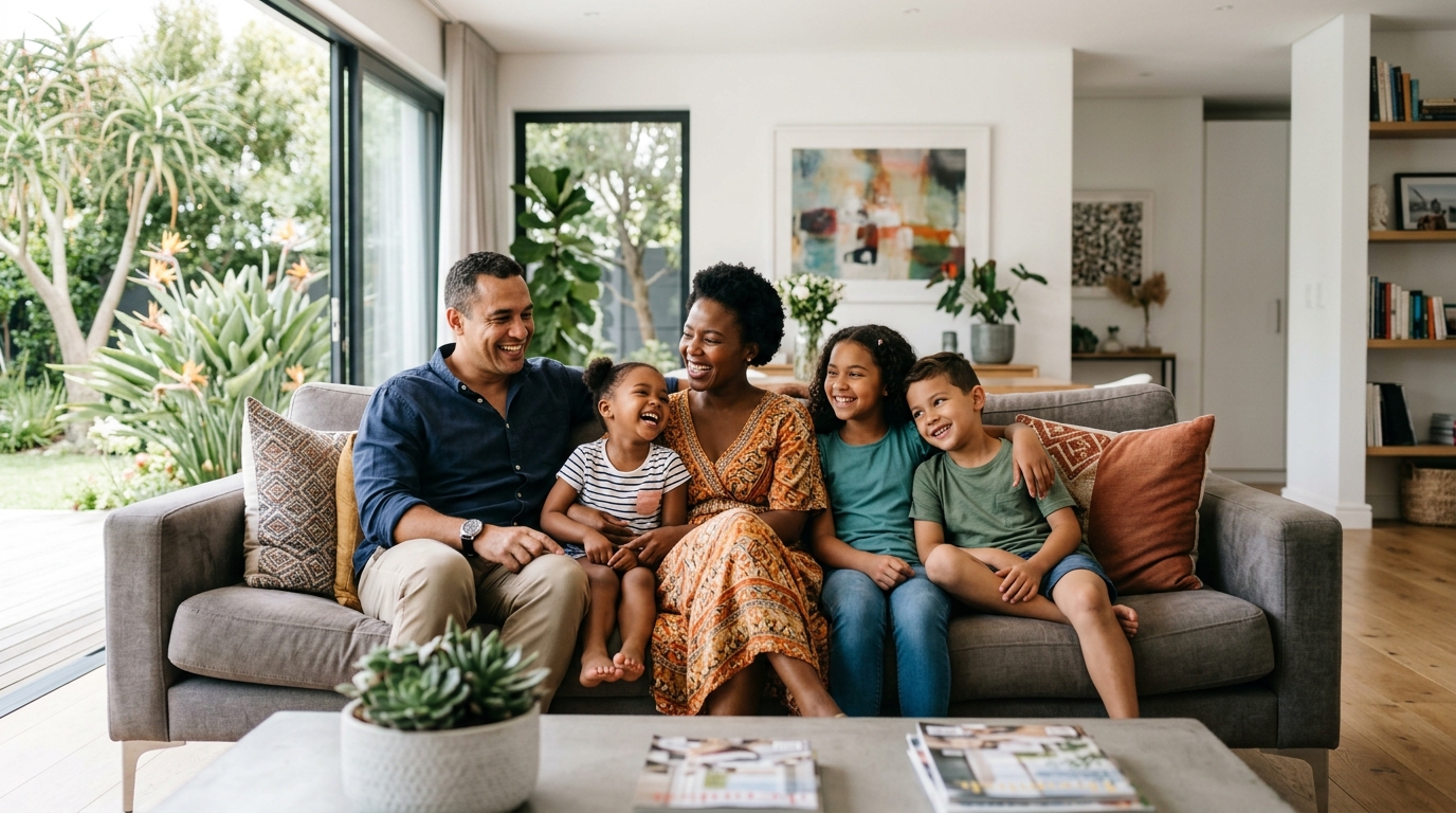 South African family at home