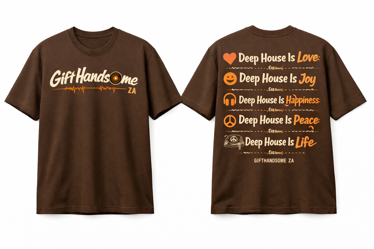 Stretch Free Fit brown t-shirt front and back view