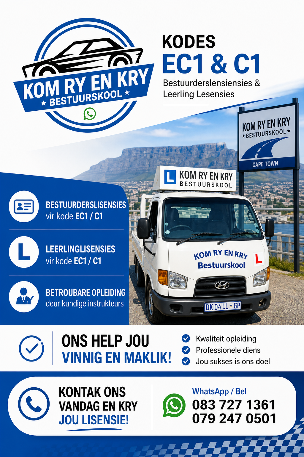 Kom Ry en Kry Bestuurskool Professional Services Flyer